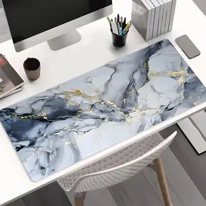 Fashionable white gilded marble style Large Gaming Mouse Pad,Aesthetic Desktop Drotection Pad,,Washable Rubber Pad Non-Slip Lock Edge Multi-Size Mouse Pad Suitable For Home Office,Good Gift for Family and Friends,Office Desk Accessories