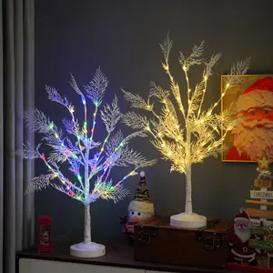 1-Piece Home Desktop Decorative Artificial Coral Tree with 60 High-Brightness LED Bulbs USB & 3 AA Battery Powered Ideal for Parties Bedrooms Weddings Christmas Holidays Desktop Lighting Ambiance Decor