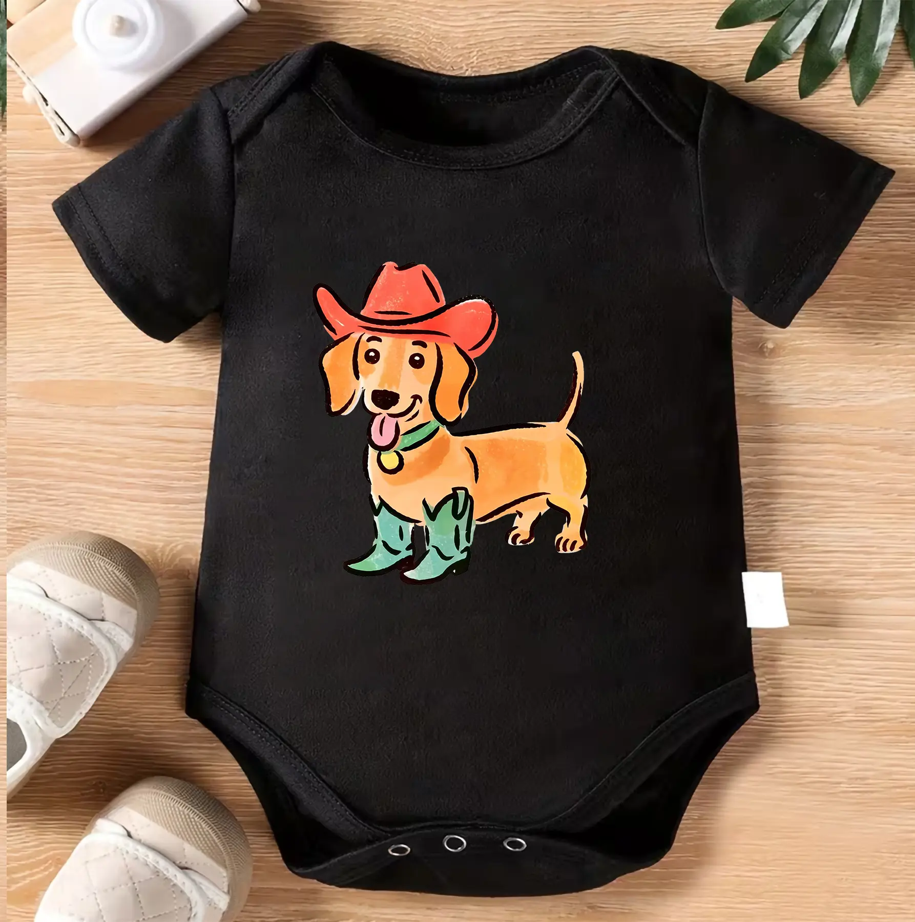 Cowboy Dachshund Baby Bodysuit, Cute Wiener Dog Baby Onesie, Funny Puppy Infant Outfit, Western Dog Newborn Romper, Baby Shower Gift, Dog Lover Baby Clothes, Country Baby Shirt, Unisex Infant Gift