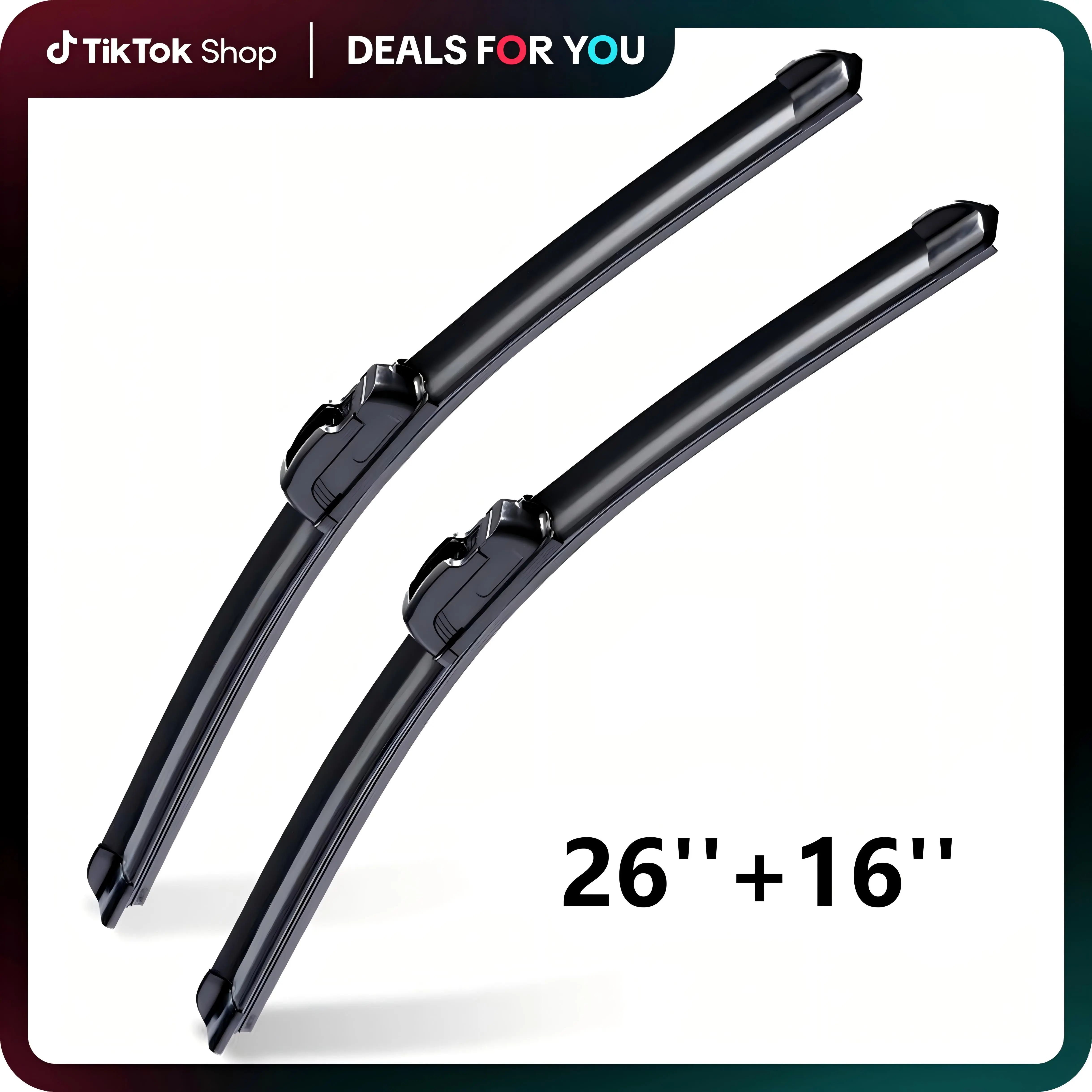 ITUTN OEM Quality 26"+16" Frameless Beam Replacement Windshield Wiper Blade Pair, Dual-Coated, Ultra Quiet, Streak-Free, Weatherproof, Easy Installation, Universal J-Hook Adapter, All-Season Auto Use
