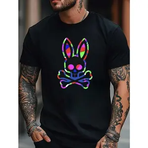 Men'S Simple Style Cotton T-Shirt, Short Sleeve, Ideal For Casual Looks, Cartoon Print Crewneck Regular Tops, Cool Graphic Premium Quality Unique Graphic Art Tees, Streetwear Aesthetic Graphic Tee Men Unisex Oversized Menswear Tshirt Soft Apparel