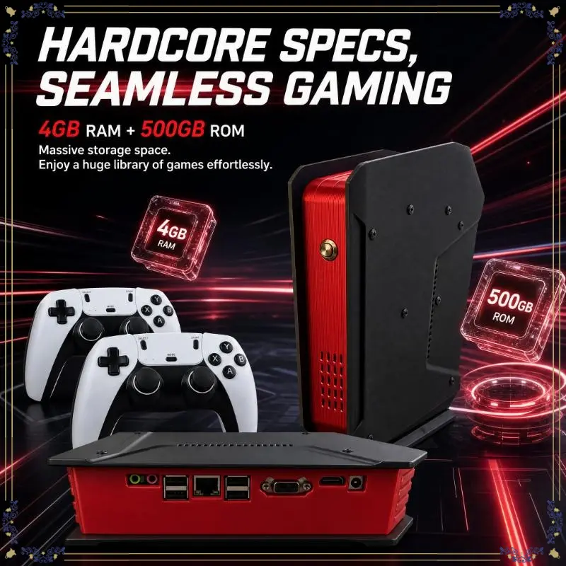 Upgraded X4 Special Edition TV Console, 4GB RAM 500GB Storage, HDMI Plug & Play, Dual Wireless Controllers, Multiplayer Entertainment
