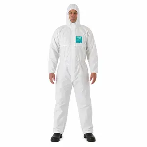 Unisex Durable Hooded Disposable Protective Suit Coverall for Work and DIY Chemical-Resistant, Elastic, Industrial 8 Sizes
