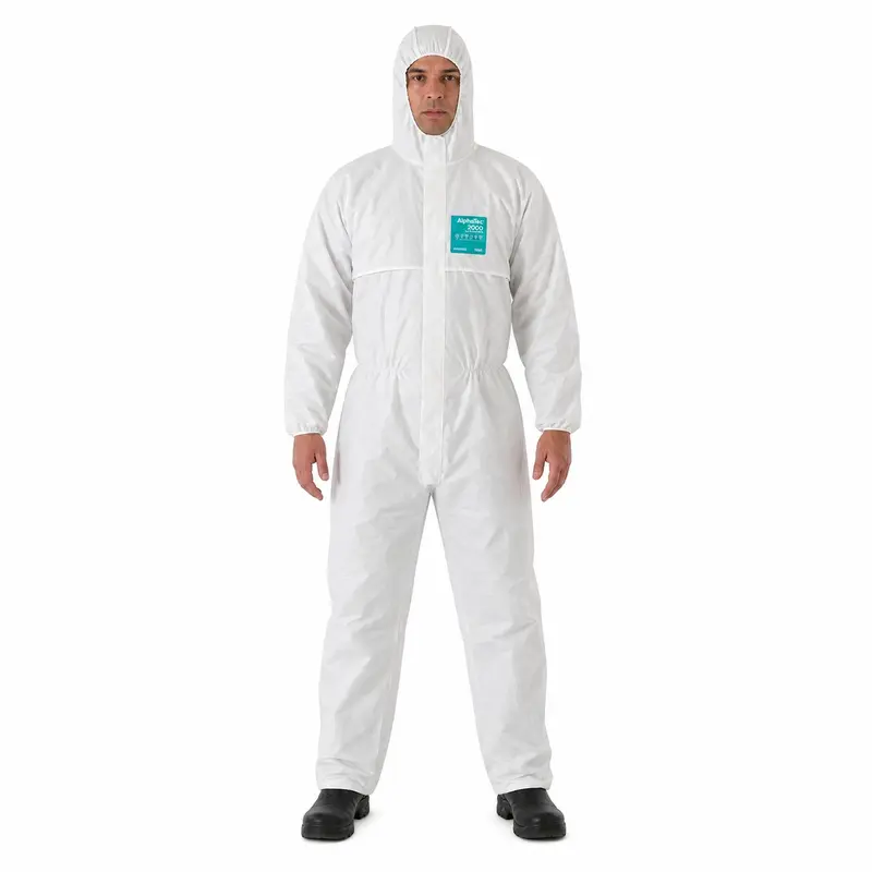 Disposable Coverall with Hood, Overol Desechable, Breathable Protective Work Suit with Zipper, Elastic Wrists & Ankles, Thumb Loops, Painting & Cleanup Coveralls for Men & Women, Kit Option, S-5XL
