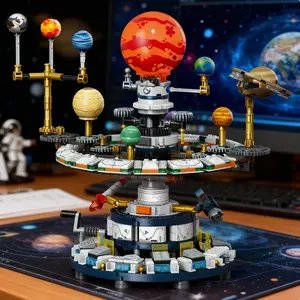 Small Building Blocks, Solar System Rotating Platform Model, Technic Gear Planet Rotation, Educational Toy, Birthday Gift, Christmas Present, Building Block Sets