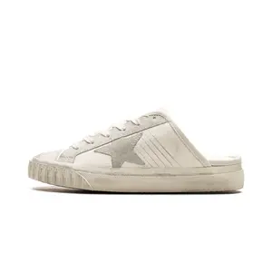 SUPER-STAR SABOT TOE CAP AND HIGH SOLE LEATHER UPPER TOE AND TONGUE SUEDE STAR "WHITE ICE"