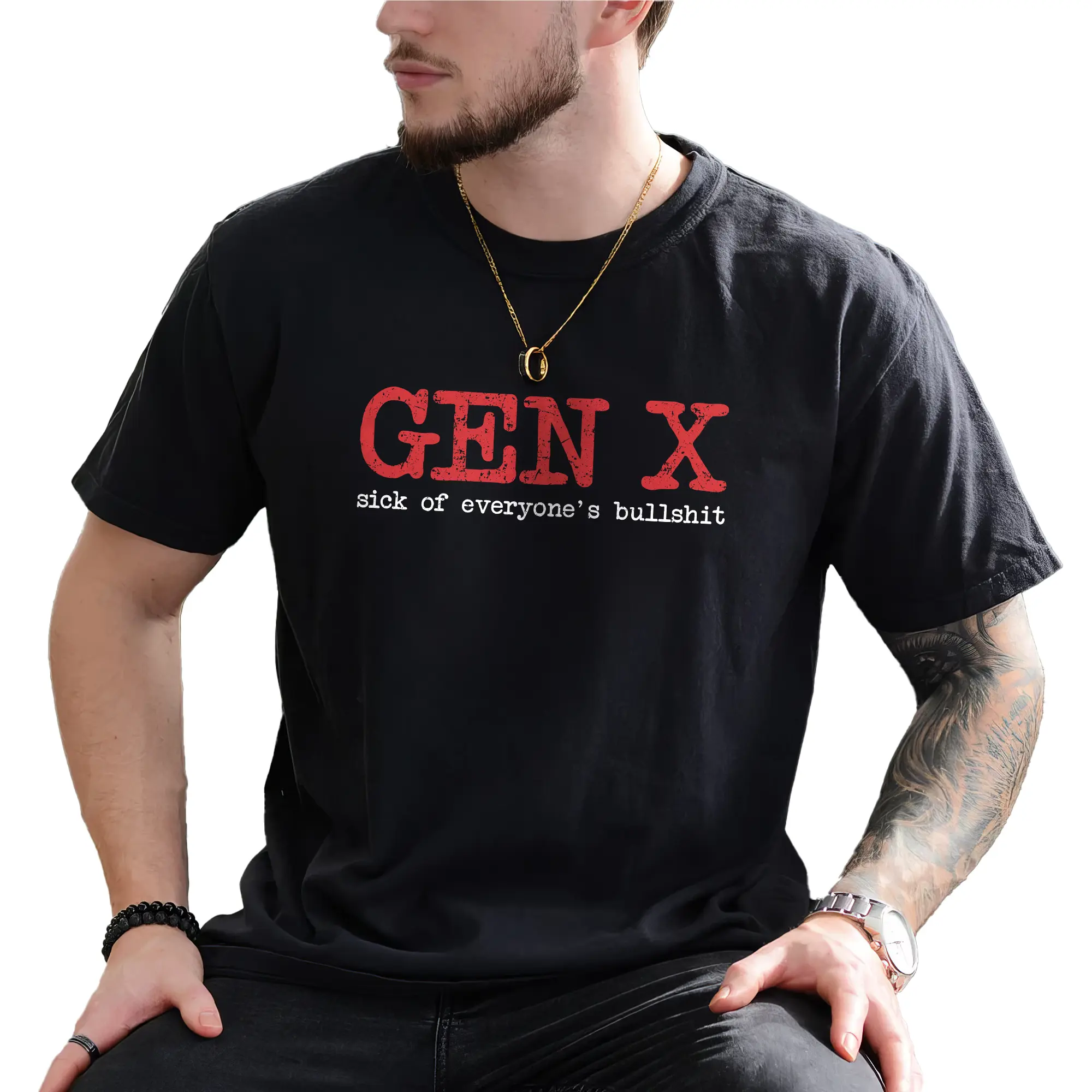 Funny Gen X Vintage Shirt, Generation X Graphic Printed Tee, Generation X Shirt, Sarcastic Gen X Tee, Gift Shirt For Husband, Shirt For Boyfriend, Comfy Fabric Graphic Tee, Men's Top, Menswear Black Casual high-quality