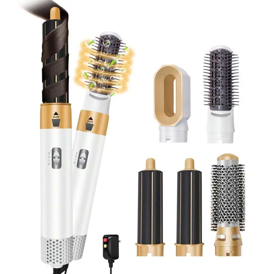 Joyyh Multifunctional 5 In 1 Hair Dryer Set, Hair Dryer Brush, Fluffy Barrel Comb, Curling Comb, Straightening Brush, Automatic Air Curler, Blow Dry And Hair Care All-In-One, One Machine Equals Five Machines, Gift,Travel,Hair,Travel Essentials