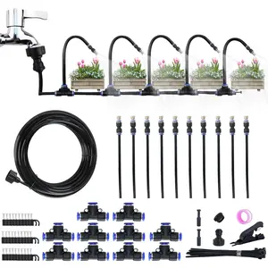 360°Adjustable Drip Irrigation Kits System, 33FT Garden Watering System with 10Pcs Mist Nozzles and Brass Adapter(3/4"), Irrigation System for Garden Plant Yard Lawn Patio Greenhouse Trampoline