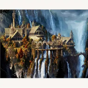 5D Diamond Art Painting Kits for Adults | Castle Art Full Round Drill Rhinestone Embroidery for Wall Decoration, 29.97X39.88 cm, Acrylic on Canvas, Artistic Wall Art