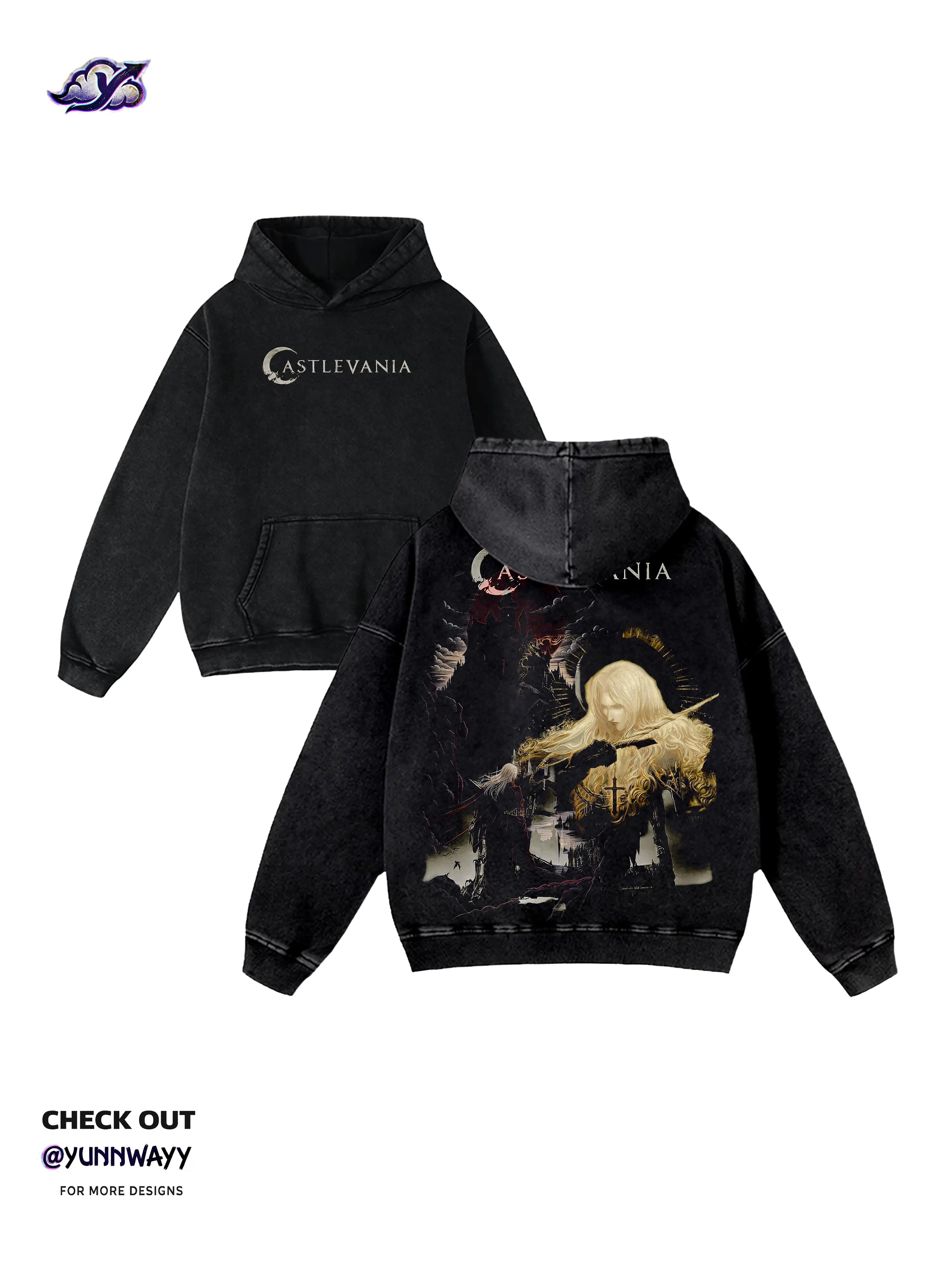 Castlevania Alucard Vintage Gothic Graphic Tee – Unisex Cotton Streetwear Dark Fantasy Washed Shirts, Anime Merch Hoodie Gift, Summer Mens Clothing