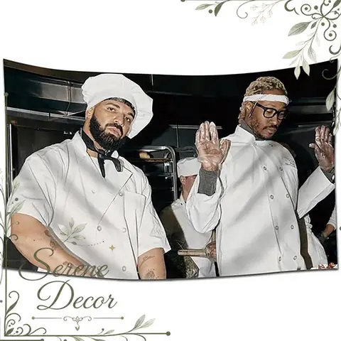 Drake and Future Life Is Good Funny Album Art Tapestry Banner - 40x60 in (3x5 ft) Advanced HD Printing Peach Velvet Home Wall Hanging, Wall Decor, Bedroom Decor Aesthetic, Room Accessories