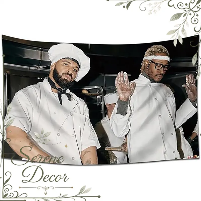 Drake and Future Life Is Good Funny Album Art Tapestry Banner - 40x60 in (3x5 ft) Advanced HD Printing Peach Velvet Home Wall Hanging, Wall Decor, Bedroom Decor Aesthetic, Room Accessories