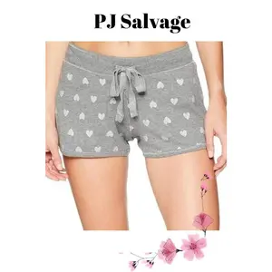PJ Salvage Silver Hearts Thermal Pajama Shorts - H.Gray