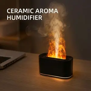 BlackSilent 7-Color LED Flame Essential Oil Diffuser, Auto-Off Humidifier, 130mL Capacity for Home, Office & Yoga