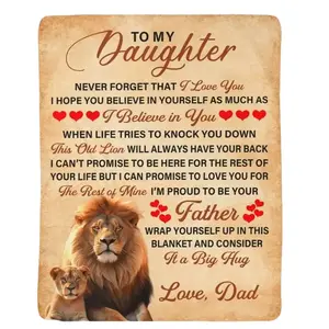 to My Daughter Blanket from Dad Birthday Gift for Daughter from Dad Lion Blanket for My Daughter Gifts Fleece Blanket