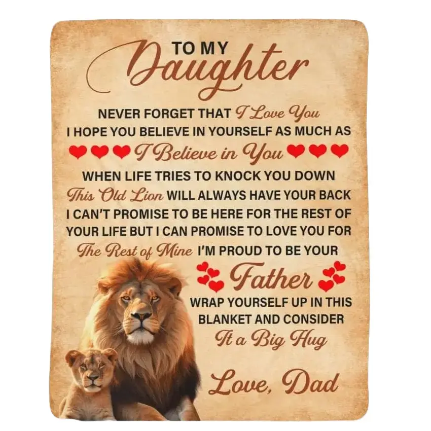 to My Daughter Blanket from Dad Birthday Gift for Daughter from Dad Lion Blanket for My Daughter Gifts Fleece Blanket