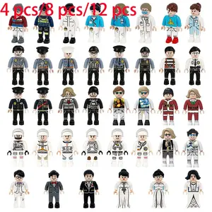 TOOUEE 4 PCS/ 6 PCS/12PCS Police Astronaut Firefighter Building Blocks Figures Set, Plastic Mini Action People Bricks Toys for Adults Gift Giving, Compatible with Major Brands, Birthday Christmas Halloween Party Favors