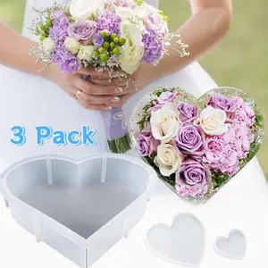 3pcs Large Heart Shaped Silicone Molds for Flower Preservation Home Decor, Durable & Easy to Clean Deep Pour Mold for Furniture Decoration, DIY Wedding Bouquets, Valentine's Day Gifts boxes money