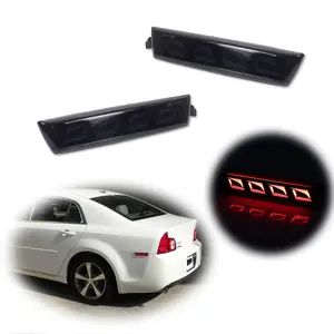 2pcs Smoked Rear Bumper Red LED Side Marker lamps Lights For 2008 2009 2010 2011 2012 Chevrolet Malibu,Replace OEM LH-15271116, RH-15271117