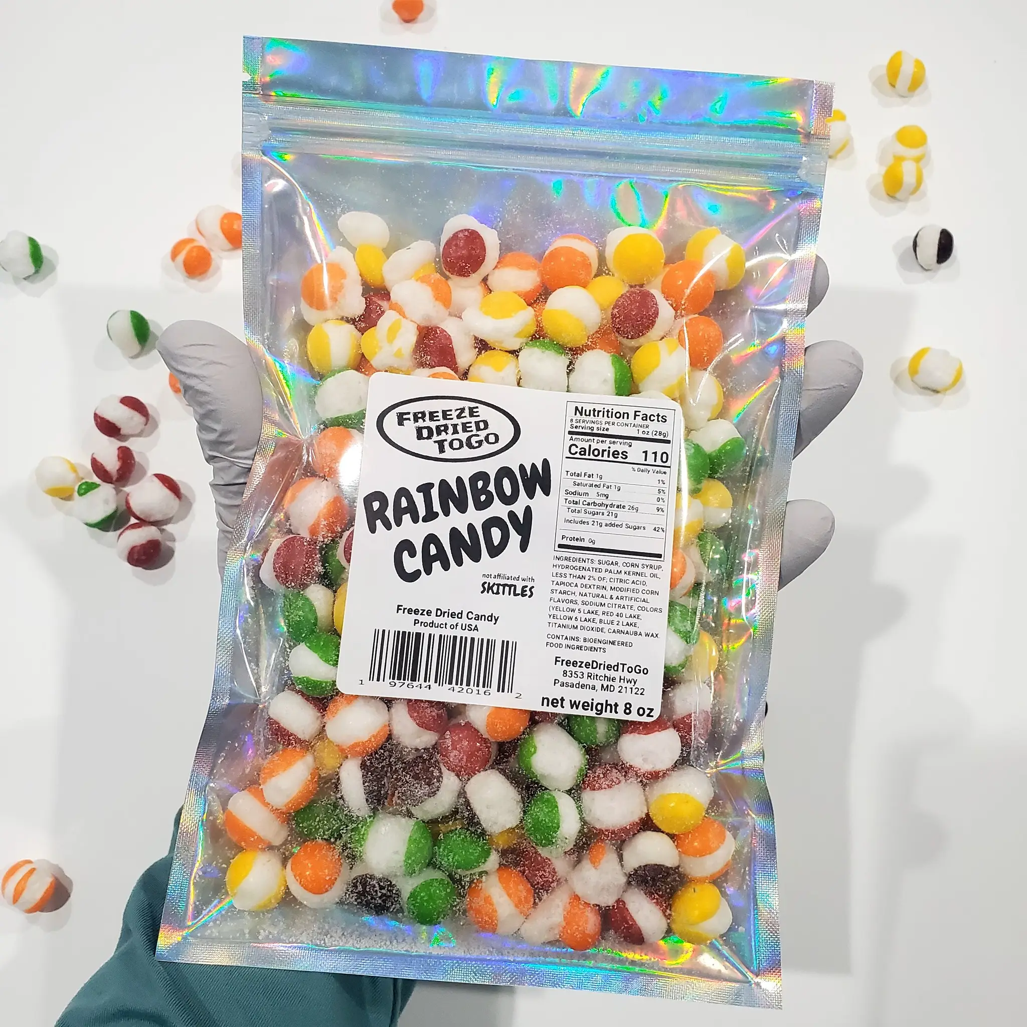 Half Pound bag - Freeze dried RAINBOW CANDY - crunchy bites - (not affiliated with SKITTLES)