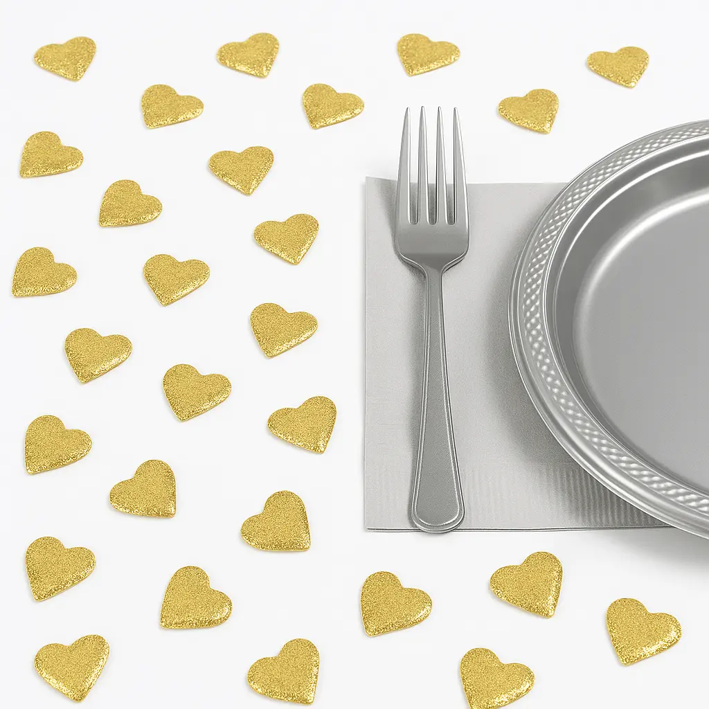 Glitter Gold Heart Table Scatter Confetti, 40-Pack