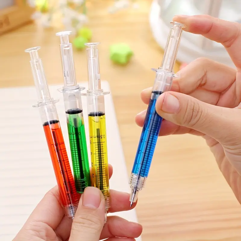 4pcs Syringe Pen Nurse Ballpoint Pen Set, Ballpoint Pen Kit, Unique Pens, Ink Nursing Novelty Gift for Office Learning Supplies, Doctor Award and Student Party Gift, Writing Tools