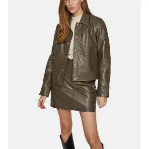 Rheydian Women's Olive Green Leather Jacket