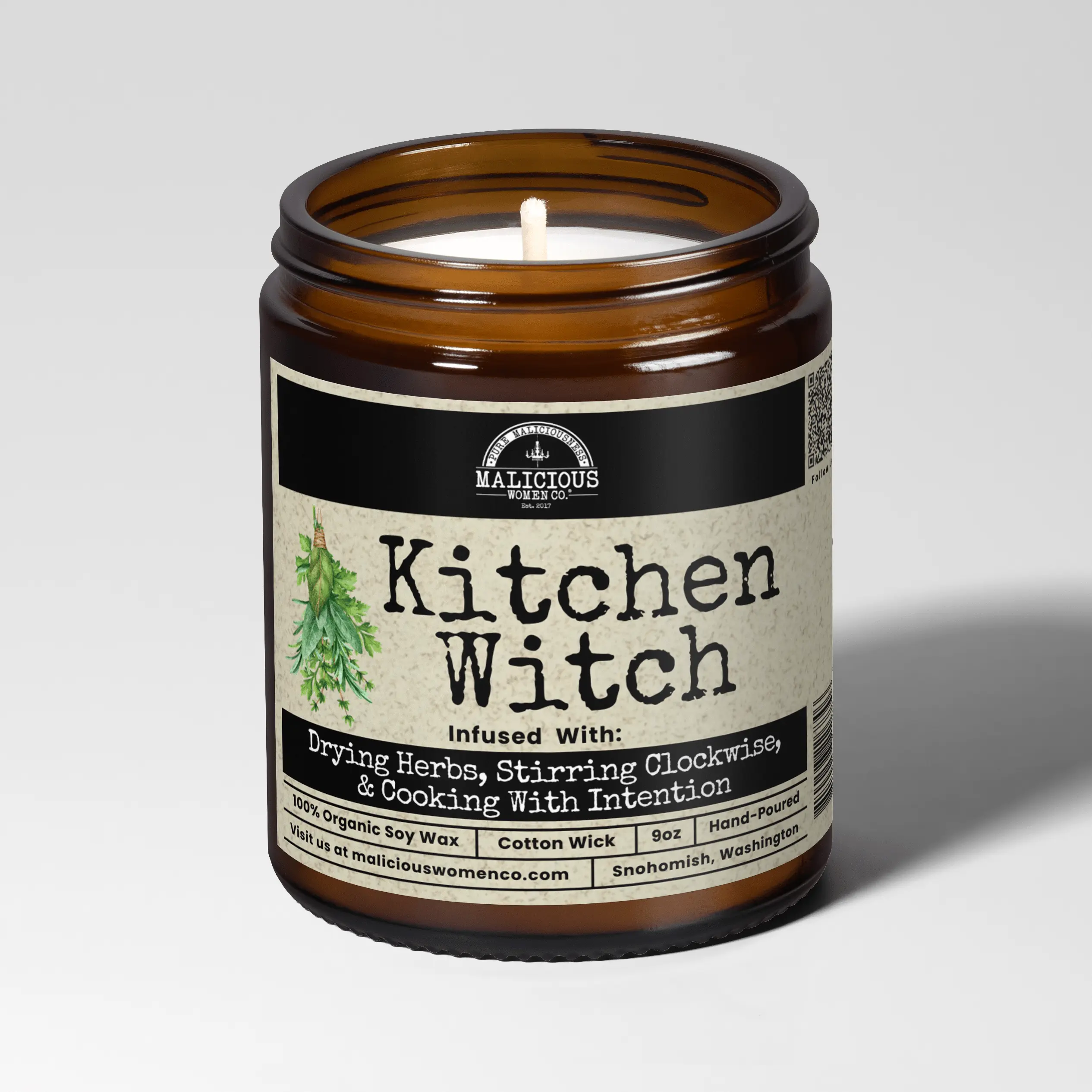 Kitchen Witch | Scent: Tomato & Basil | 9oz Witch Candle | Malicious Women Co