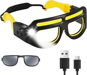 Rechargeable LED sensor work light, hands-free headlamp with sensor and touch control functions, multi-functional 5-mode lighting glasses, an essential outdoor item suitable for work, camping, fishing, cycling, hiking and night operations