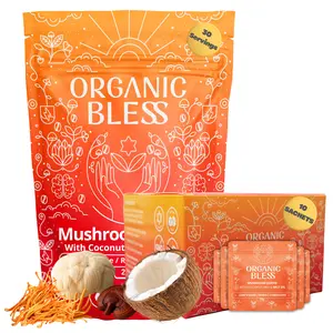 ORGANIC BLESS Instant Mushroom Coffee Brew with Coconut Milk & MCT Oil – Organic Lion’s Mane, Reishi & Cordyceps Blend for Energy, Focus & Clarity – Adaptogenic Mushroom Coffee – Immune Support – TikTok Brew Coffee  – Combo Pack & To-Go Sachets