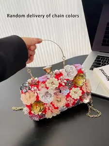Valentine's Day  Elegant Women's Fashionable Floral Pattern Handbag Dinner Bag with Three-Dimensional Flower Decoration, Perfect for Travel Shopping Parties Gifts Daily Use Stylish Handbag Travel Purse