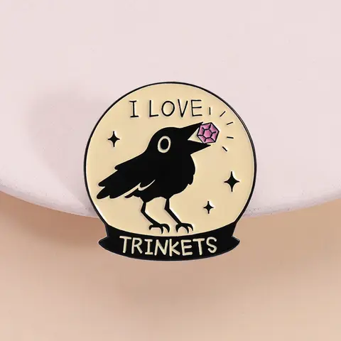 Cartoon Badge Decorative Collection Theme Creative Brooch Raven Carrying Gemstone Small Accessories Suitable for Collectors Fun Expression Flower Brooch Fashion Accessory Brooch Pins