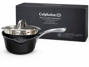 Williams Sonoma Elite By Calphalon Nonstick 2 Quart Sauce Pan with Pour and Strain Lid