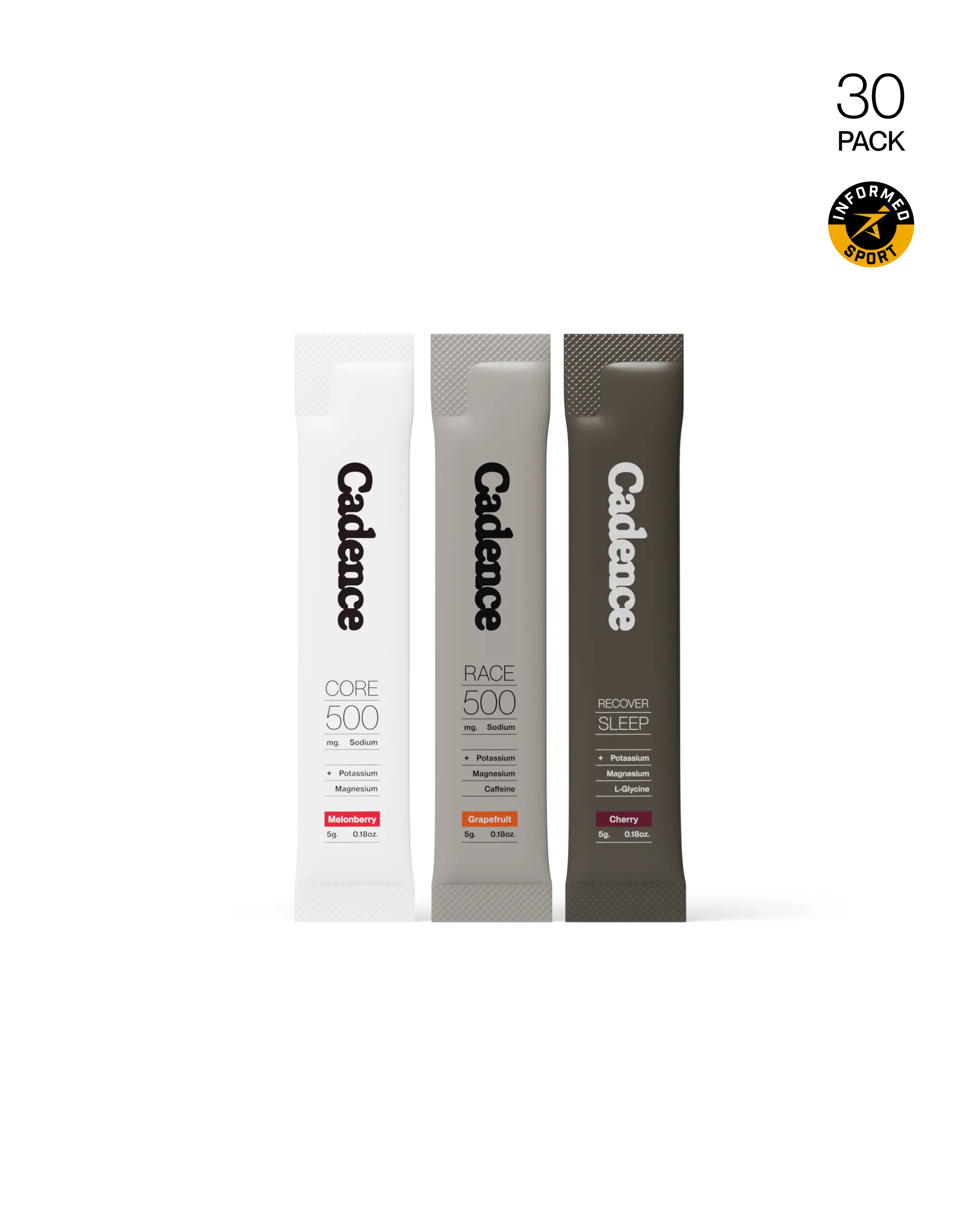 Cadence Daily Hydration Sachets | 30-Day Variety Pack (Race, Sleep & Daily Formulas) | Electrolytes + Magnesium for Performance, Recovery & Rest