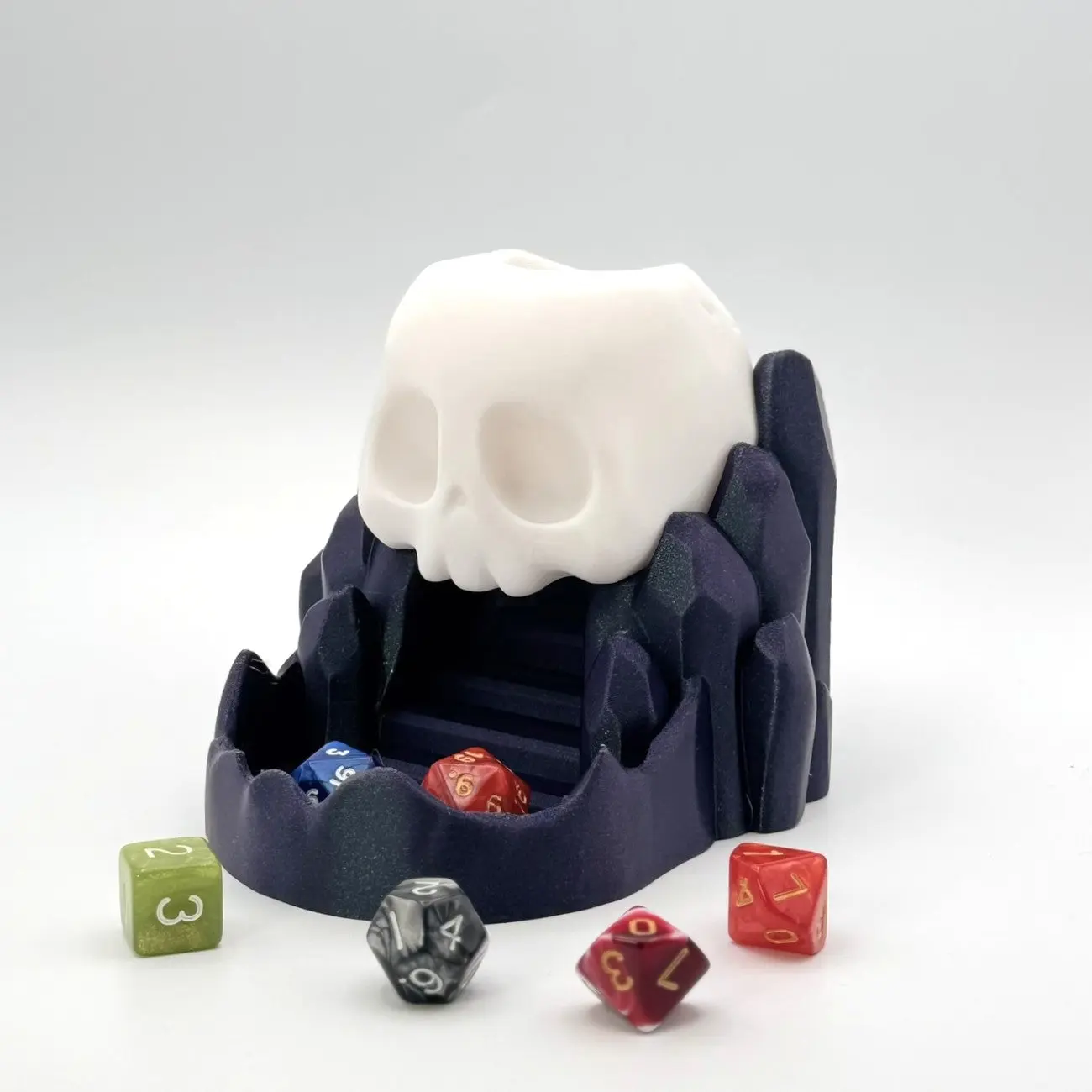 Gothic Style Skull Dice Roller Tower - Durable Tabletop Gaming Accessory for RPG & DnD, with Detailed Skull Decor & Jagged Rock Accents