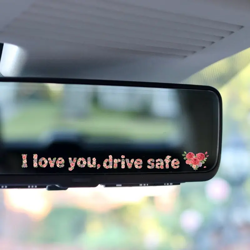 "I Love You" Self-Adhesive Vinyl Decals - Rearview Mirror Sticker, Car Vehicle Interior Decoration Accessory