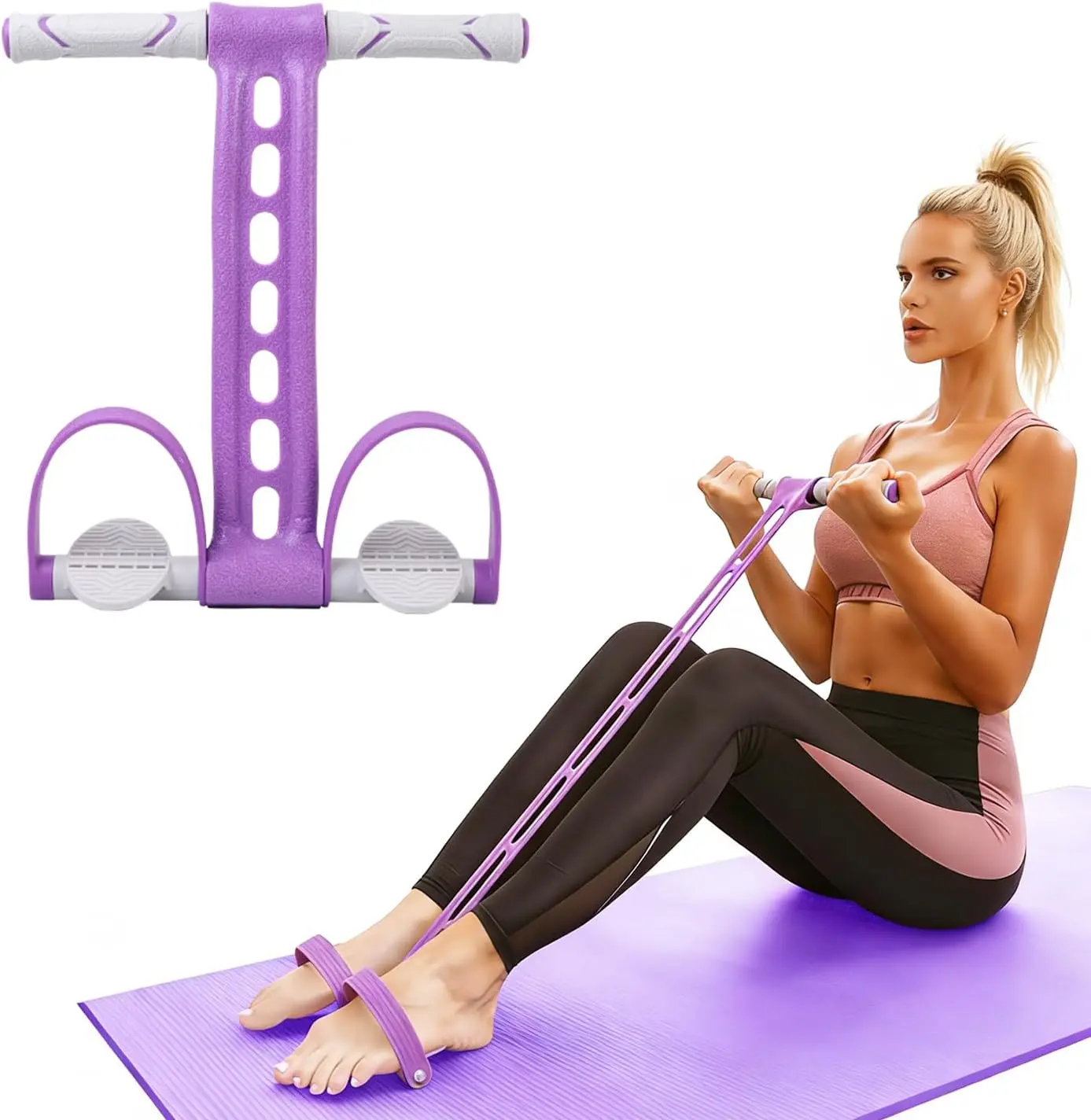 Pedal Resistance Bands with Handles, Portable Full Body Exercise Band for Home Workout, Tummy Trimmer, Stretch Resistance Trainer for Arms, Abs, Legs & Glutes, Fitness Equipment