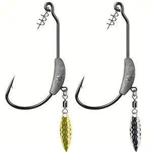 3-Pack Fishing Hooks with Lead Spoons, Fishing Tackle, Brightening Fish Catching Tools, Durable Curved Hook Design, Ideal for Angling Enthusiasts