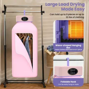 Portable Clothes Dryer, Mini Dryers For Laundry, Small Foldable Electric Compact Drying Machine For Travel,RV, Home And Apartment, With Dry Bag - Purple