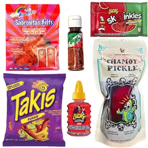 Dále Shine Chamoy Pickle Kit, Takis, Strawberry Sabrositas, Popular Mexican Candy, Lucas Gusano, Salsagheti, Tajin, Pepinillo de Chamoy 6 piece