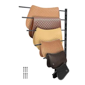 VEVOR Wall Mounted Saddle Rack, 30.9 x 29.9 x 5.5 in, Swing Out Saddle Holder, Six Tiers Horse Saddle Stand, Space Saving Horse Pad and Blanket Rack for Tack Room Organization Trailer Accessories
