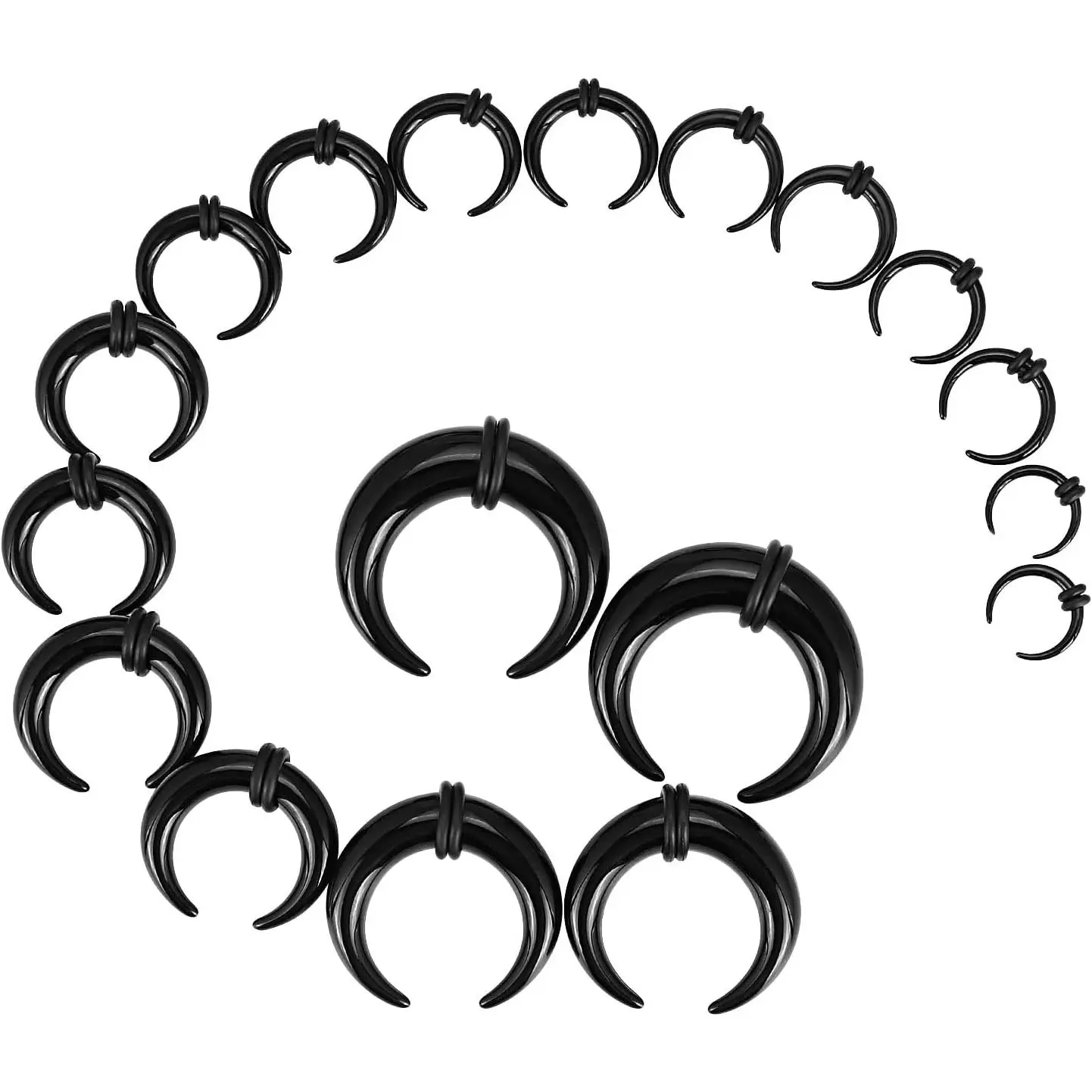 18Pcs Acrylic Septum Pincher Tapers Shape Buffalo Ear Taper Kit Stretching Expander Rings for Nose Ear Gauges Size 14G 12G 10G 8G 6G 4G 2G 0G 00G