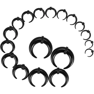 18 count  Septum Pincher Tapers C Shape Buffalo Ear Taper Kit Stretching Expander Rings for Nose Ear Gauges Size 14G 12G 10G 8G 6G 4G 2G 0G 00G