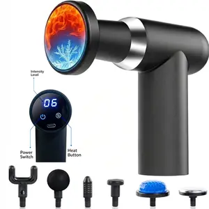 Deep Massage Gun Tissue Back & Body Massager for Pain Relief | Percussion Massager with 6 Massage Heads & Silent Brushless Motor | Valentine's Day Gift for Him or Her | Black 2-in-1 Design Detachable Long & Short Handles for Easy Portability