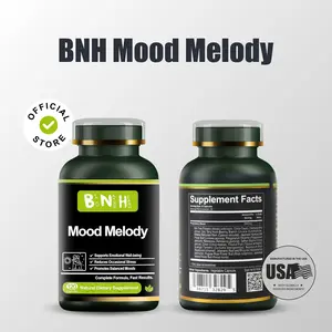 BNH Mood Melody Natural Stress Relief & Mood Support Supplement with Saffron 15 Herbal Ingredients 120 Ct for Emotional Balance Fitness Healthcare