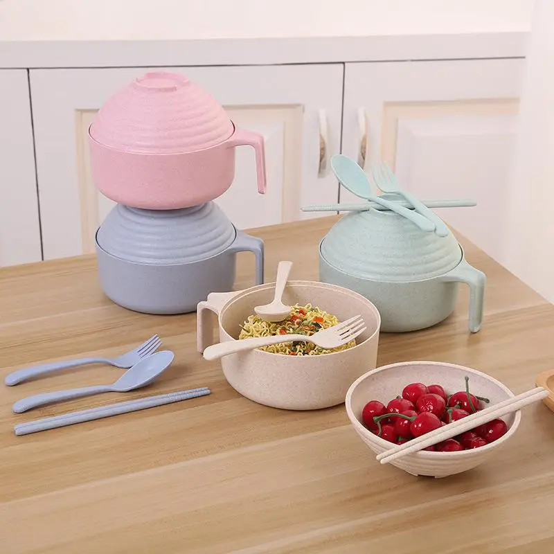 Kitchen Utensils Modern Ramen Bowl Set, 1 Set Including Bowl & Fork & Spoon & Chopsticks, Microwave Safe Ramen Bowl, Back To School Supplies