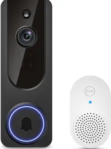Wireless Doorbell Camera with Indoor Receiver, AI Human Motion Detection, 1080P HD Video, 2-Way Audio, Night Vision, Baby Monitor, Battery Powered, Smart Home Security Camera, Cloud Storage Optional