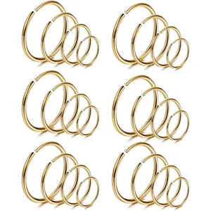 MILACOLATO 18-24Pcs 20G 316L Stainless Steel Nose Ring Hoop Cartilage Hoop Septum Piercing 6-12mm Daily Stylish and Hypoallergenic Nose Ring Hoop Set