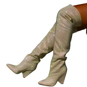Liliana NANO-1 Nude Rhinestone Encrusted Boots